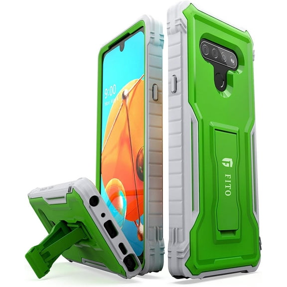 FITO For LG Stylo 6 Case, Phone Case with Screen Protector and Kickstand (Green)