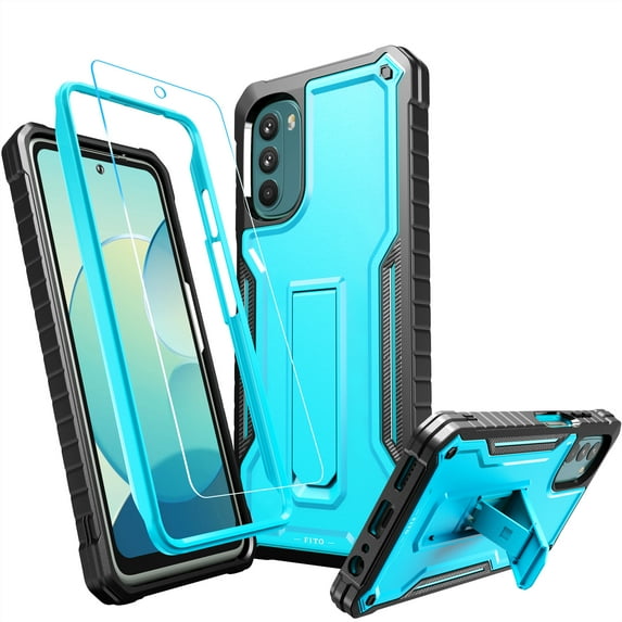 FITO For Moto G 5G 2022 Case, Phone Case with Screen Protector and Kickstand (Blue)