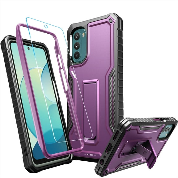FITO For Moto G 5G 2022 Case, Phone Case with Screen Protector and Kickstand (Purple)