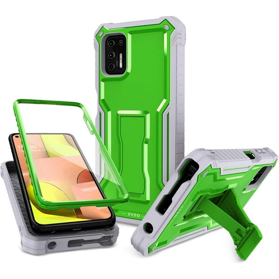 FITO For Moto G Stylus 2021 Case, Phone Case with Screen Protector and Kickstand (Green)