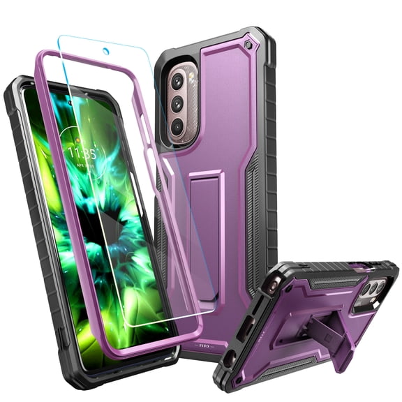 FITO For Moto G Stylus 5G 2022 Case, Phone Case with Screen Protector and Kickstand (Purple)