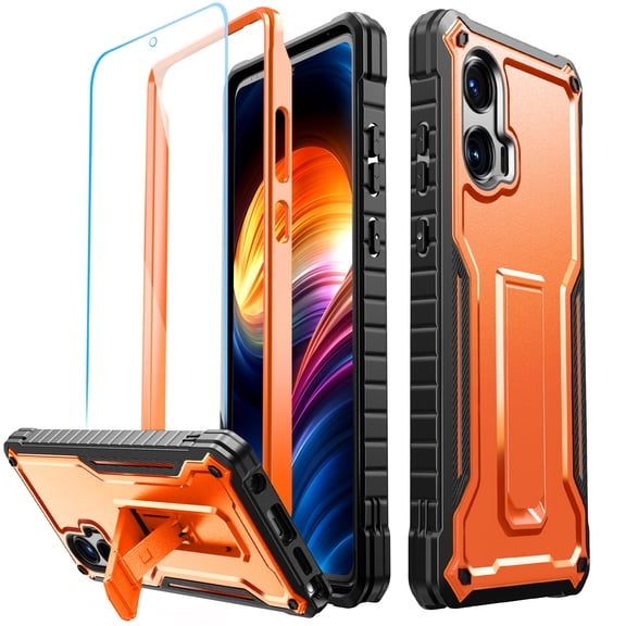 FITO For Moto G Stylus 5G 2024 Case, Phone Case with Screen Protector and Kickstand (Orange)
