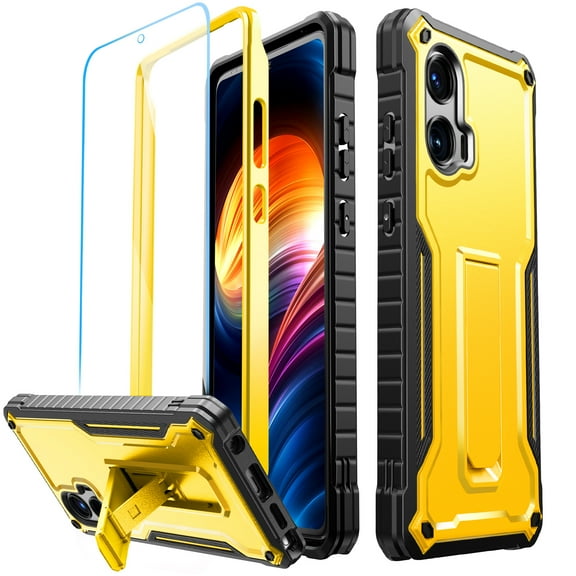 FITO For Moto G Stylus 5G 2024 Case, Phone Case with Screen Protector and Kickstand (Yellow)