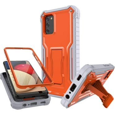 FITO For Samsung Galaxy A02S Case, Phone Case with Screen Protector and Kickstand (Orange)