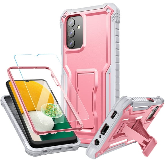 FITO For Samsung Galaxy A13 Case, Phone Case with Screen Protector and Kickstand (Pink)