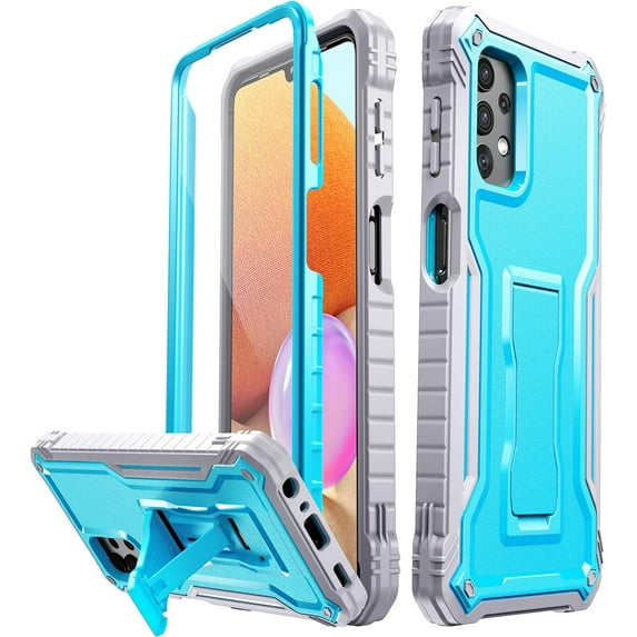 FITO For Samsung Galaxy A32 5G Case, Phone Case with Screen Protector and Kickstand (Blue)