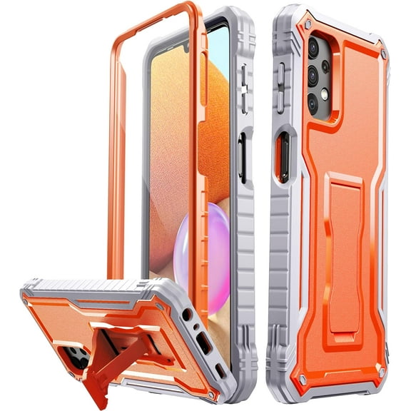 FITO For Samsung Galaxy A32 5G Case, Phone Case with Screen Protector and Kickstand (Orange)