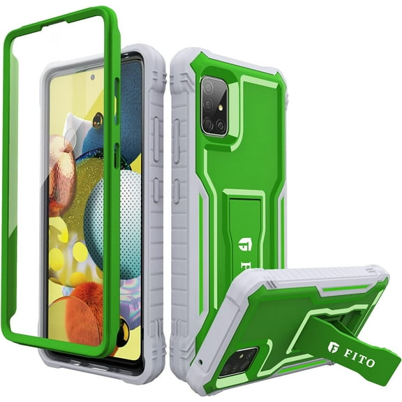FITO For Samsung Galaxy A51 5G Case, Phone Case with Screen Protector and Kickstand (Green)