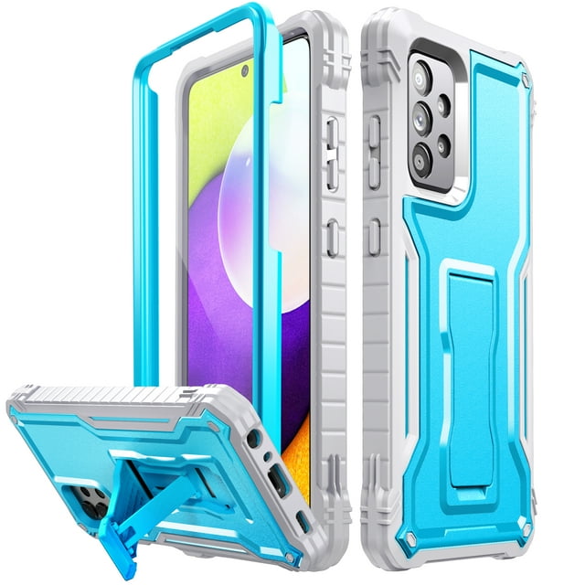 FITO For Samsung Galaxy A52 Case, Phone Case with Screen Protector and Kickstand (Blue)