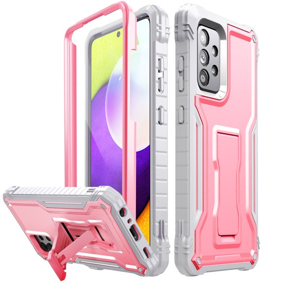 FITO For Samsung Galaxy A52 Case, Phone Case with Screen Protector and Kickstand (Pink)