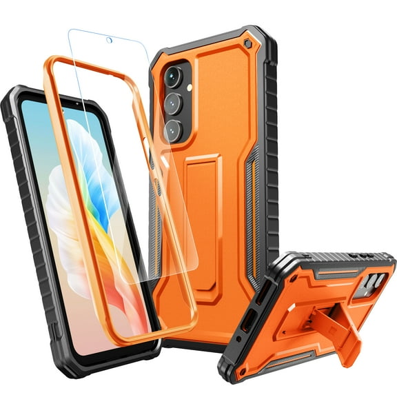 FITO For Samsung Galaxy A54 5G Case, Phone Case with Screen Protector and Kickstand (Orange)