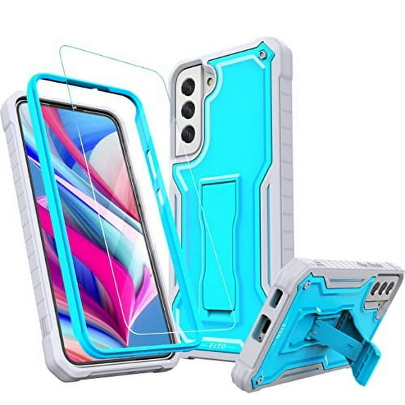 FITO For Samsung Galaxy S22 Plus Case, Phone Case with Screen Protector and Kickstand (Blue)