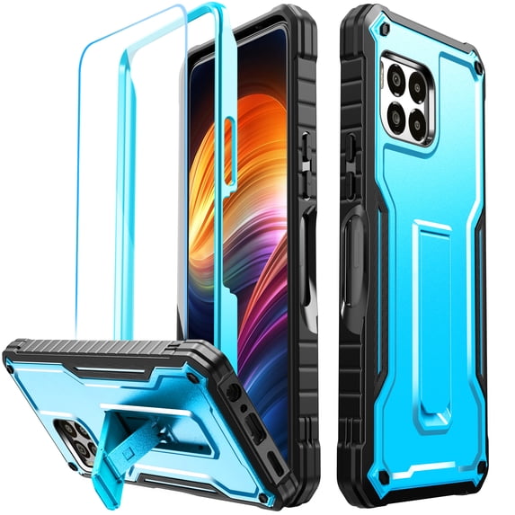 FITO For T-Mobile Revvl 7 Pro 5G Case, Phone Case with Screen Protector and Kickstand (Blue)