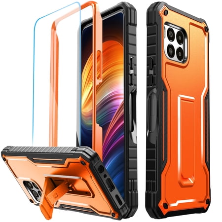 FITO For T-Mobile Revvl 7 Pro 5G Case, Phone Case with Screen Protector and Kickstand (Orange)