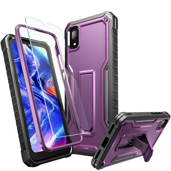 FITO For TCL 30Z / 30 LE Case, Phone Case with Screen Protector and Kickstand (Purple)