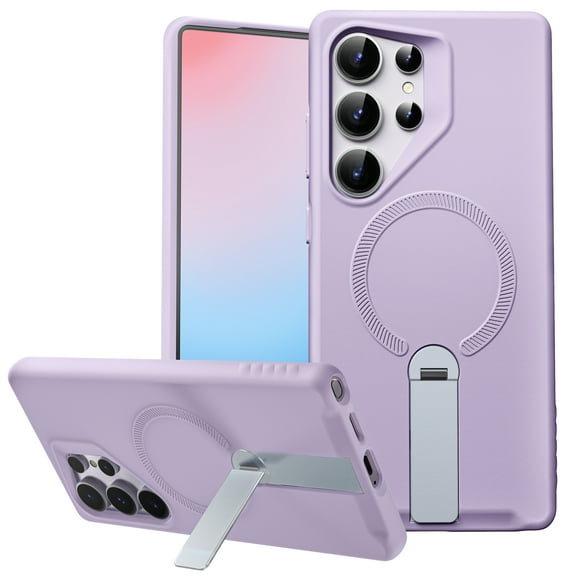 FITO for Samsung Galaxy S25 Ultra Case [ Rotatable Kickstand | Soft Anti-Scratch Microfiber Lining | Compatible with MagSafe] Silicone Phone Cover - Purple