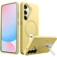 thumbnail image 1 of FITO for Samsung Galaxy S25 Case [ Rotatable Kickstand | Soft Anti-Scratch Microfiber Lining | Compatible with MagSafe] Silicone Phone Cover - Yellow, 1 of 8