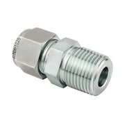 FITOK 1/4" Tube OD × 1/4" Male NPT Zinc Plated Carbon Steel Compression Tube Fitting with Double Ferrules Male Connector 8000 psi, CS-CM-FL4-NS4