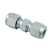 FITOK 1/4" Tube OD Zinc Plated Carbon Steel Compression Tube Fitting with Double Ferrules Union 9600 psi, CS-U-FL4