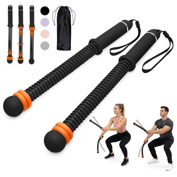 FITOP 2 PCS Portable Ropeless Battle Ropes, Adjustable Resistance and Portable Ropeless Battle Ropes with Non Slip Handle,Fitness Equipment for Men & Women with HIIT Training Black