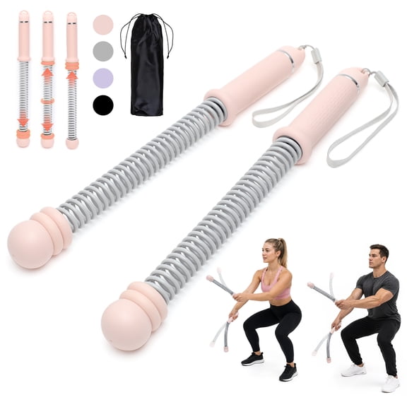 FITOP 2 PCS Portable Ropeless Battle Ropes, Adjustable Resistance and Portable Ropeless Battle Ropes with Non Slip Handle,Fitness Equipment for Men & Women with HIIT Training Pink