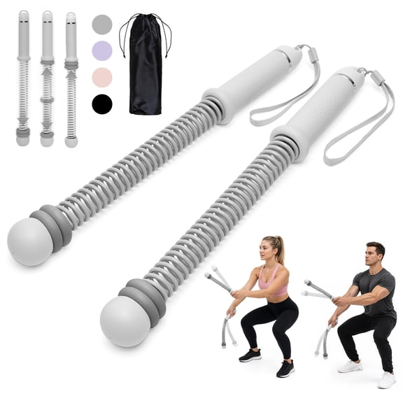 FITOP 2 PCS Portable Ropeless Battle Ropes, Adjustable Resistance and Portable Ropeless Battle Ropes with Non Slip Handle,Fitness Equipment for Men & Women with HIIT Training Gray