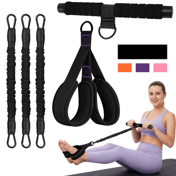 FITOP Pedal Resistance Band with Handle, 3 Tube Adjustable Resistance Bands Bands for Abdomen, Waist, Arm, Core/ABS, Leg Workout
