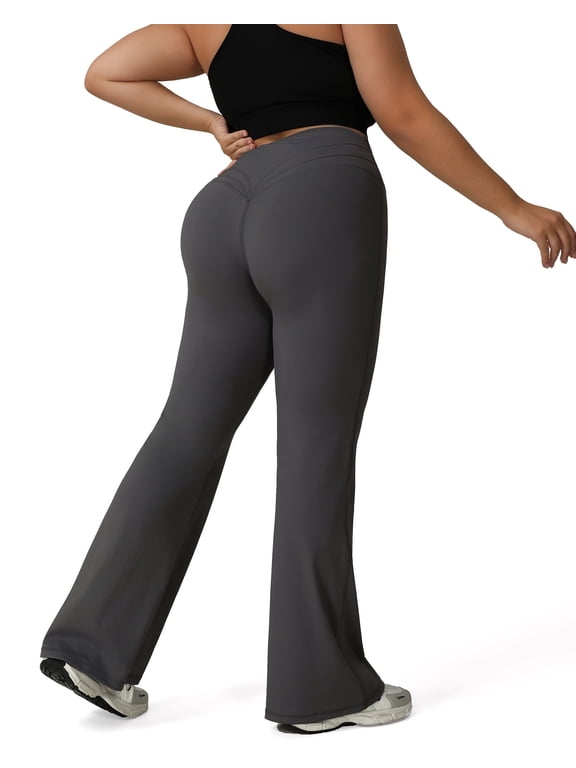 Plus Size Flared Leggings for Women- XL-4XL High Waist Tummy Control Stretchy Workout Yoga Pants