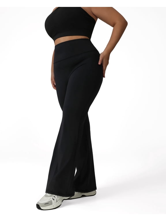 Plus Size Flared Leggings for Women- XL-4XL High Waist Tummy Control Stretchy Workout Yoga Pants