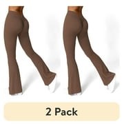 (2 pack) FITOP Scrunch Flare Yoga Pants for Women V Back Butt Lifting Wide Leg High Waist Gym Workout Yoga Leggings