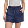 thumbnail image 1 of FITOP Women's High Waisted Running Shorts Quick Dry Athletic Casual Shorts with Zipper Pockets,Blue,Size L, 1 of 6