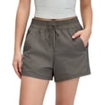 thumbnail image 1 of FITOP Women's High Waisted Running Shorts Quick Dry Athletic Casual Shorts with Zipper Pockets,Dark Khaki,Size XL, 1 of 6