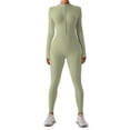 thumbnail image 1 of FITOP Women's Long Sleeve Workout Jumpsuit Zip Front Sport Romper Bottom Pants Bodysuit Bodycon Sexy One Piece M, 1 of 7