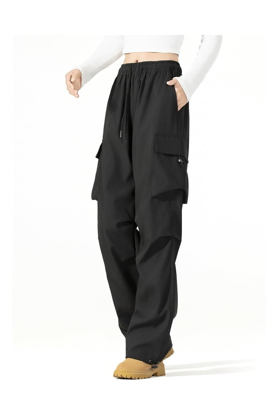 Women's Parachute Cargo Pants with Pockets Quick Dry Hiking Pants Lightweight Baggy Joggers