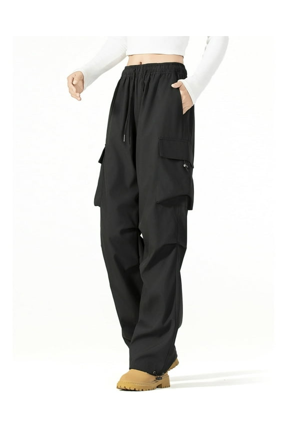 Women's Parachute Cargo Pants with Pockets Quick Dry Hiking Pants Lightweight Baggy Joggers