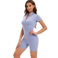 thumbnail image 1 of FITOP Women's Short Sleeve Workout Jumpsuit Zip Up Romper Bottom Shorts Bodysuit Bodycon Sexy One Piece Size M, 1 of 7