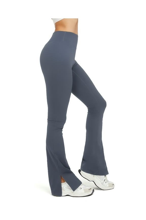 Womens Flared Leggings Slit Hem High Waist Bootcut Yoga Pants Buttery Soft Workout Bootleg Pants
