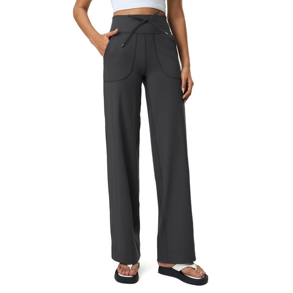 FITOP Yoga Pants Women Wide Leg Pants with Pockets High Waist Stretch Casual Soft Straight Leg Bottoms