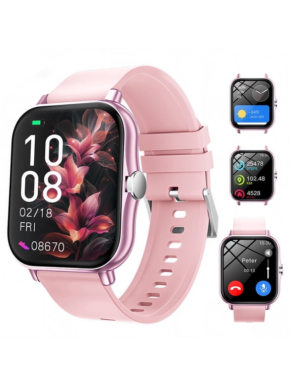 Bluetooth 5.4 Smartwatch with 1.83" Large Display for Android iPhone, Answer/Make Call/Message/ Music Playback, 100+ Sports Modes, Activity Fitness Tracker, Men Women Perfect Gift,Pink