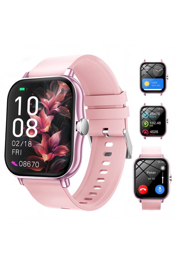 Bluetooth 5.4 Smartwatch with 1.83" Large Display for Android iPhone, Answer/Make Call/Message/ Music Playback, 100+ Sports Modes, Activity Fitness Tracker, Men Women Perfect Gift,Pink