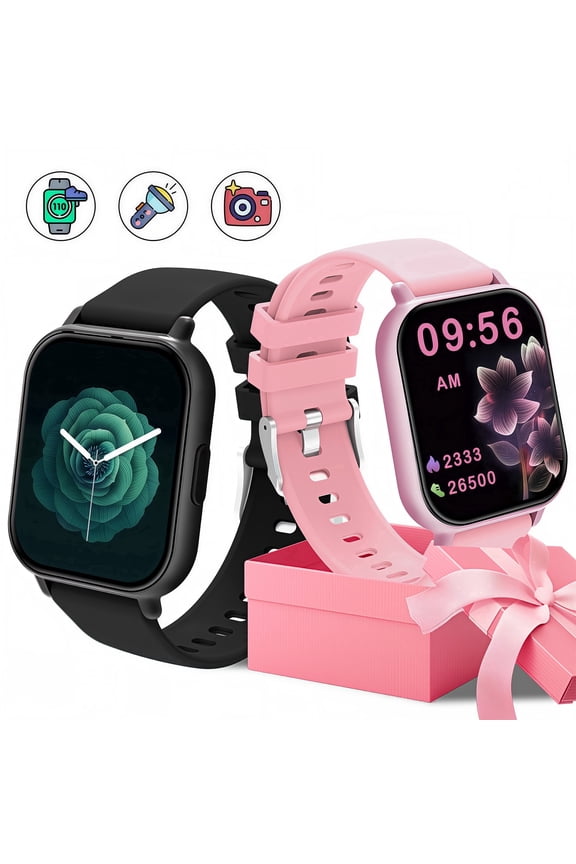 Smart Watch with 1.83''HD Screen Men Women Bluetooth Call Answer Fitness Tracker IP68 Waterproof 100 Sports Modes Low Power Smart Notifications for Iphone & Android,Two Watches