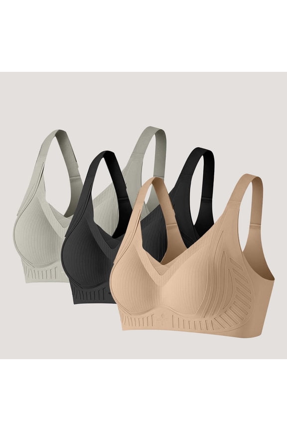 3 Pack Womens Sports Bras Coffee, Medium High Impact Support Seamless, Racerback Moisture Wicking Workout Bra for Running Gym Yoga Plus Size,Size M