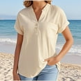 thumbnail image 1 of Zunfeo Summer Tops for Women Short Sleeve Cotton Linen Shirts Cozy Beach Button Down Blouse 2025 Beige XL, 1 of 5