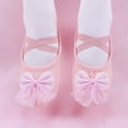 thumbnail image 1 of FITORON Girls Canvas Ballet Slippers with Bow Split Sole Dance Shoes Pink,Size 11.5-12 Years, 1 of 9