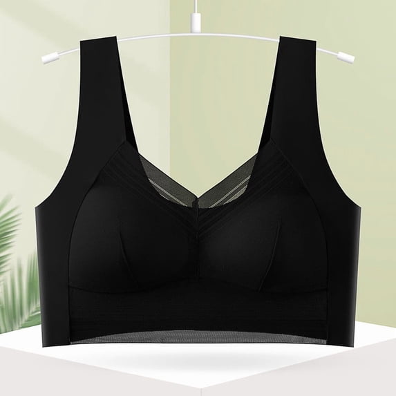 FITORON High Impact Sports Bra for Women Plus Size L-3XL, Wirefree Maximum Support Workout Bra, Seamless Racerback for Running Gym Yoga Large Bust, Black,Size L