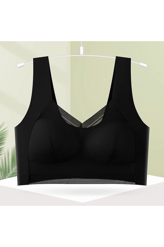 High Impact Sports Bra for Women Plus Size L-3XL, Wirefree Maximum Support Workout Bra, Seamless Racerback for Running Gym Yoga Large Bust, Black,Size L