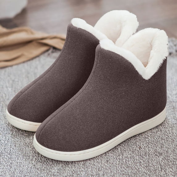 FITORON Kids Non-Slip House Slippers - Fleece Lined Ankle Boots, Warm Indoor Shoes for Boys & Girls,Size 9-10 Years