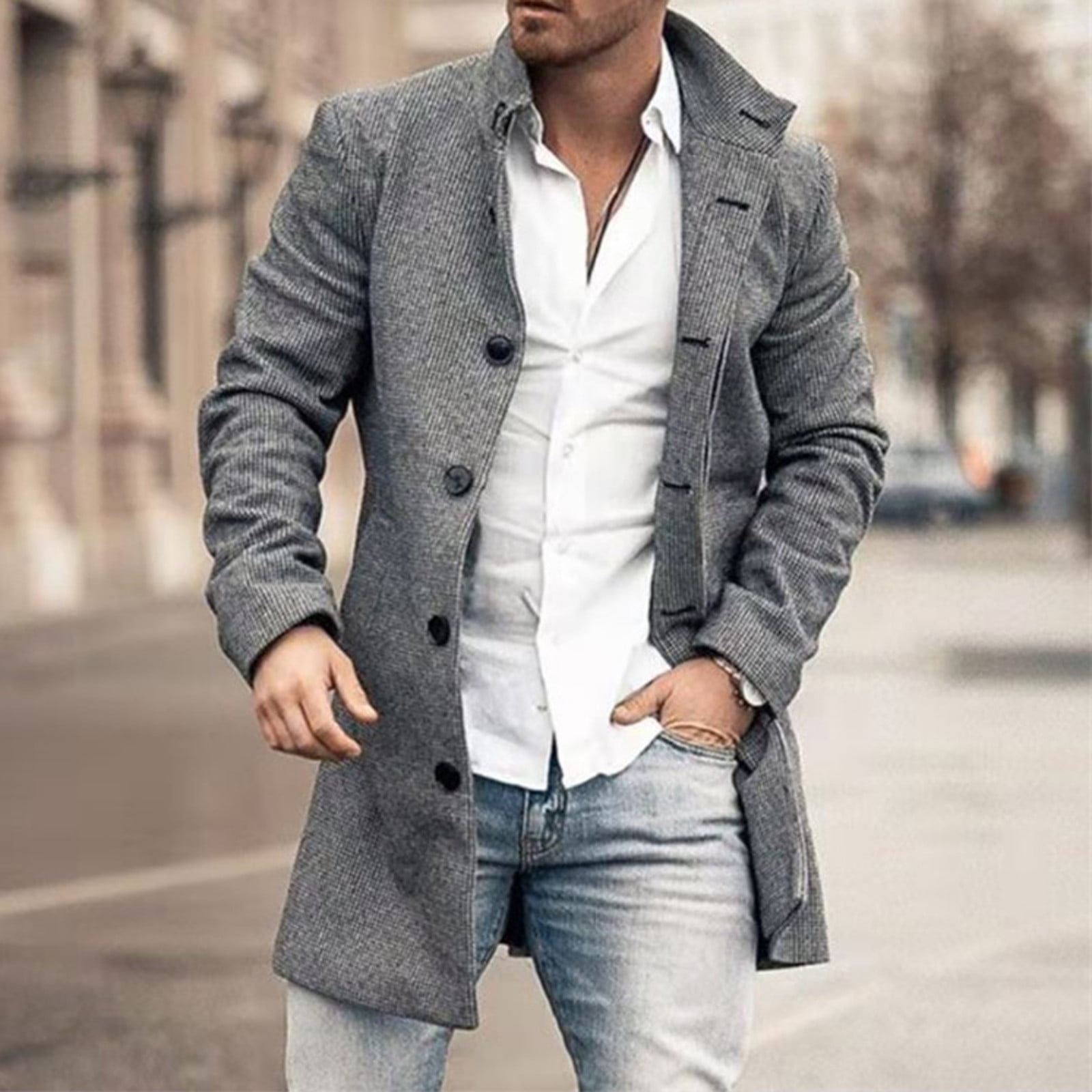 Mens fleece peacoat best sale