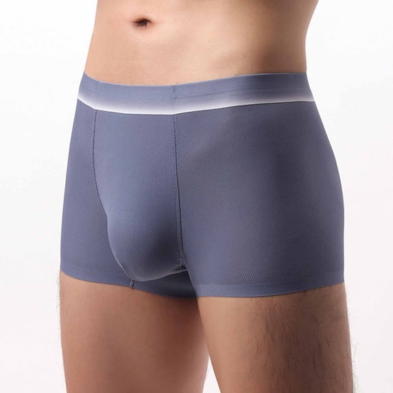 FITORON Mens Blue Seamless Ribbed Boxer Briefs, Nylon Spandex Moisture-Wicking Breathable Underwear with 3D Contoured Pouch & No-Roll Legs, L-XXXXL,Size 3XL
