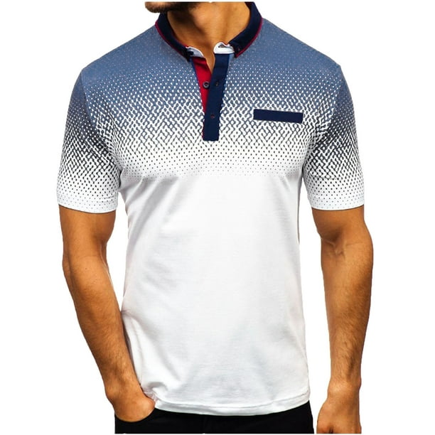 FITORON Mens Casual T-Shirts- Leisure Top Fashion Polo Shirts Gradient ...